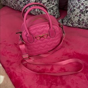 Vibrant Pink Heart Crossbody Bag